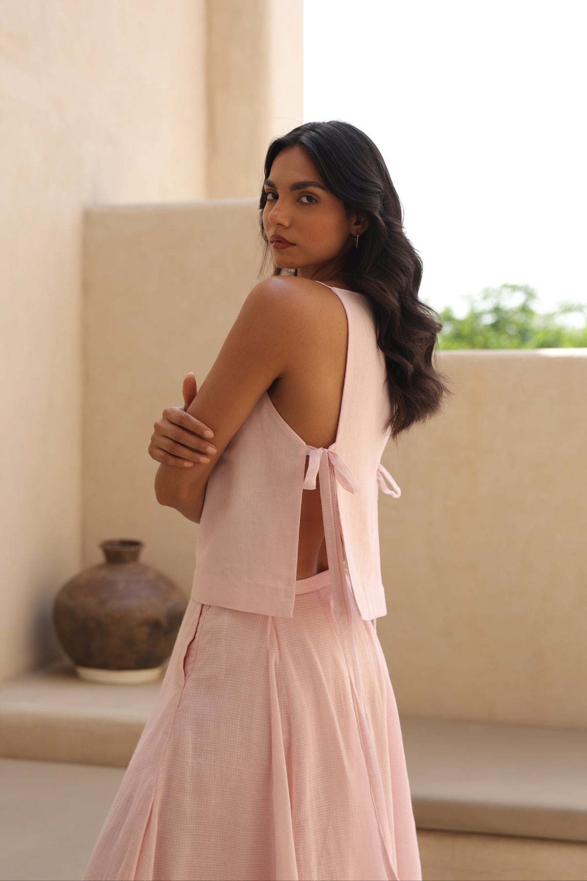 Bella Side Tie-Up Top with Skirt - ILMA