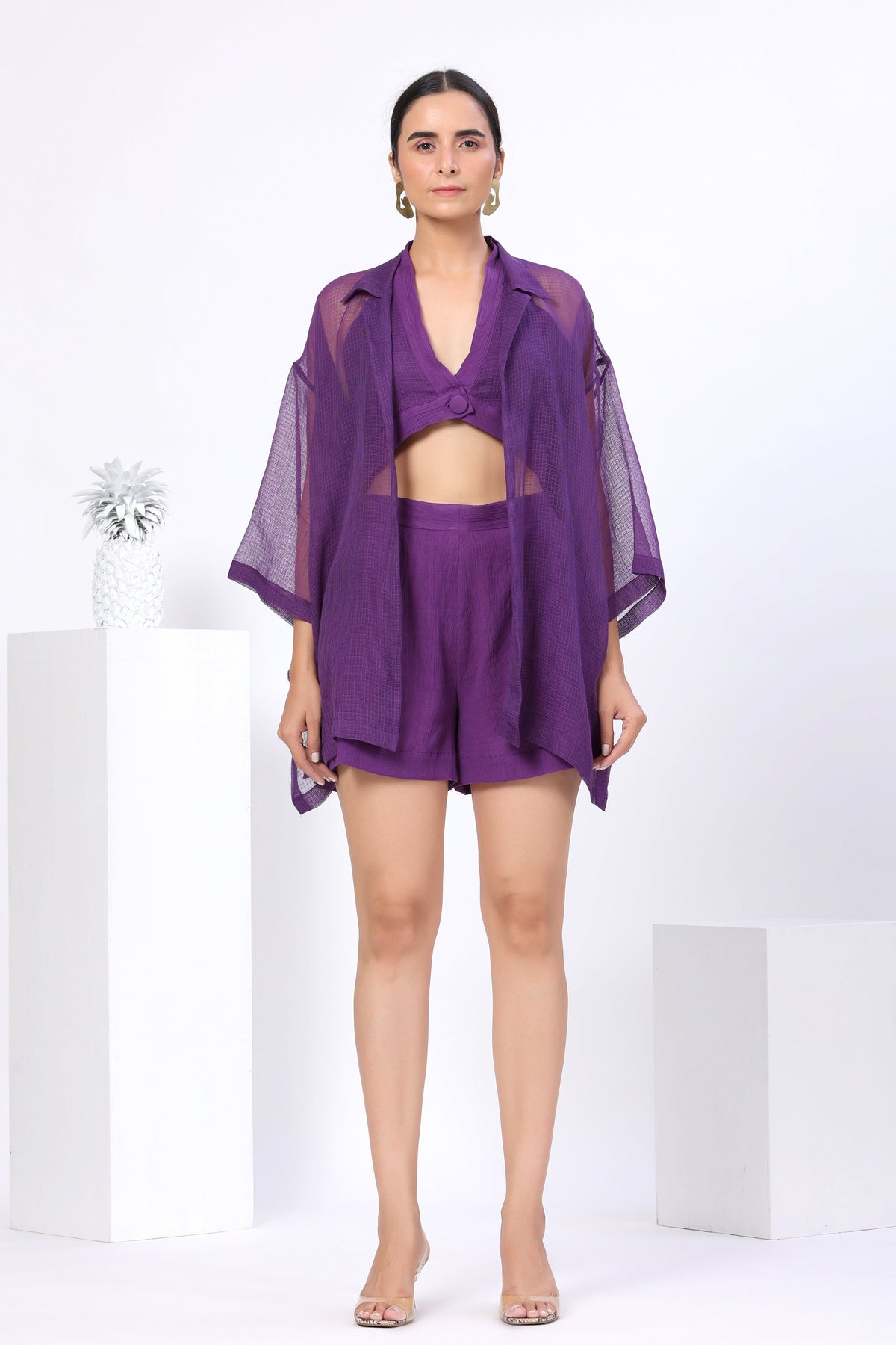Co-ord Set with Doriya Cover Up Shirt - ILMA
