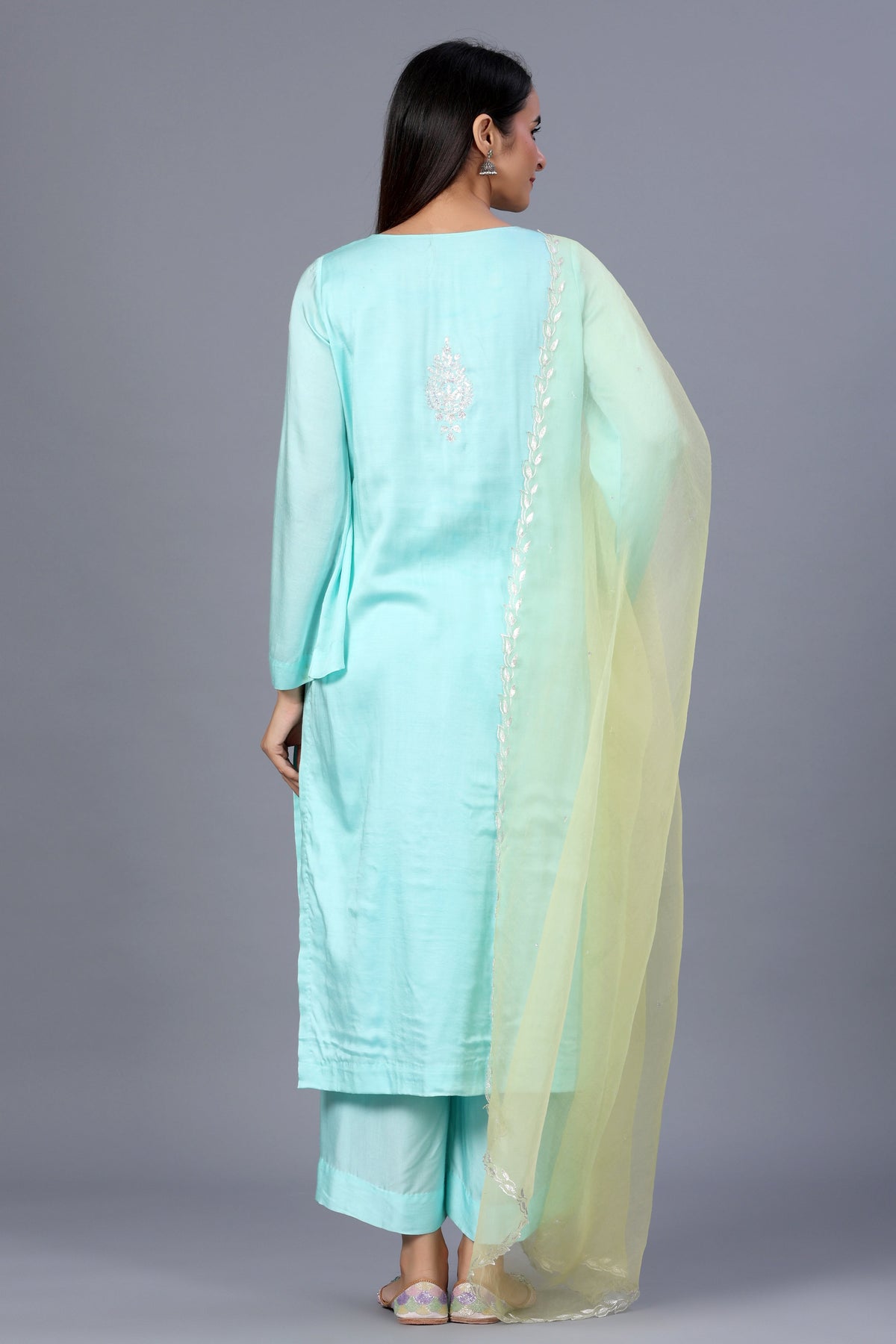 Kashmiri Salwar Kameez Set with Contrast Dupatta - ILMA
