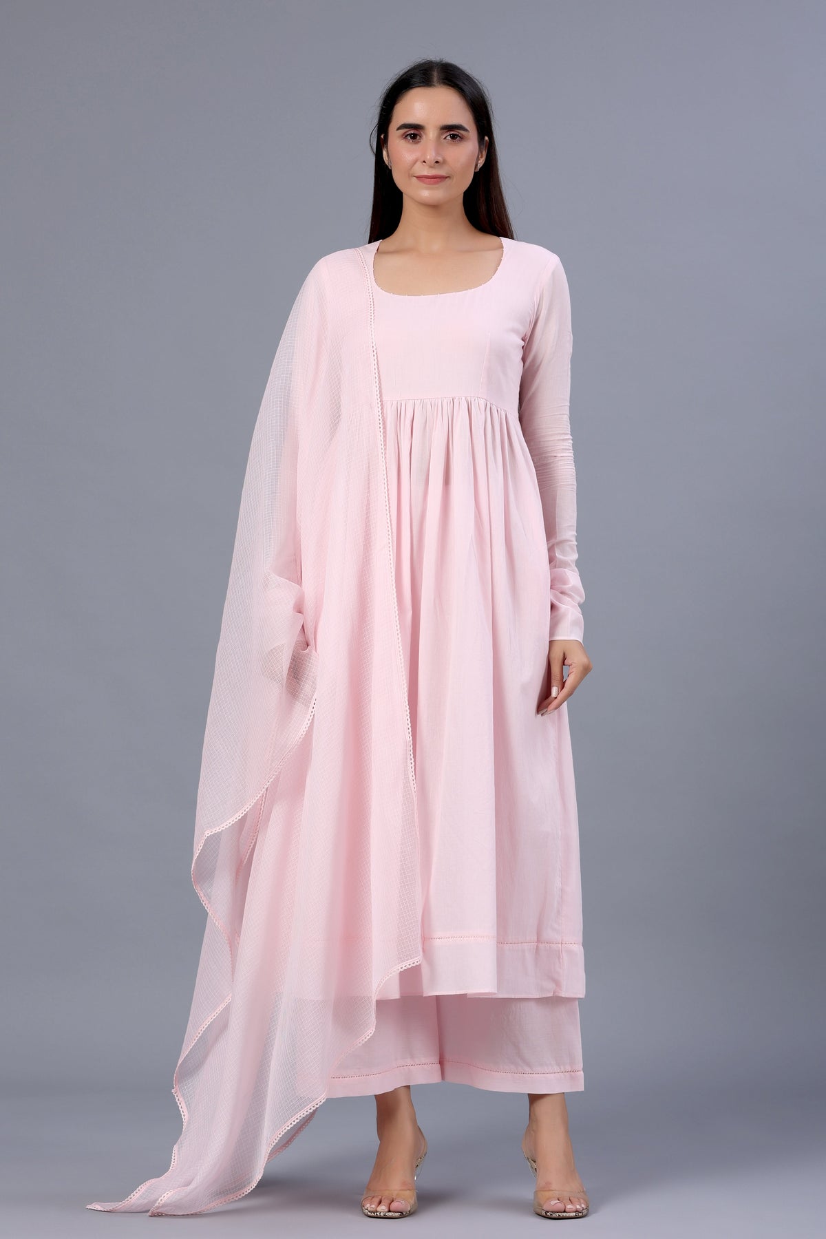 Kritika Kamra in Baby Pink Mulmul Suit Set - ILMA