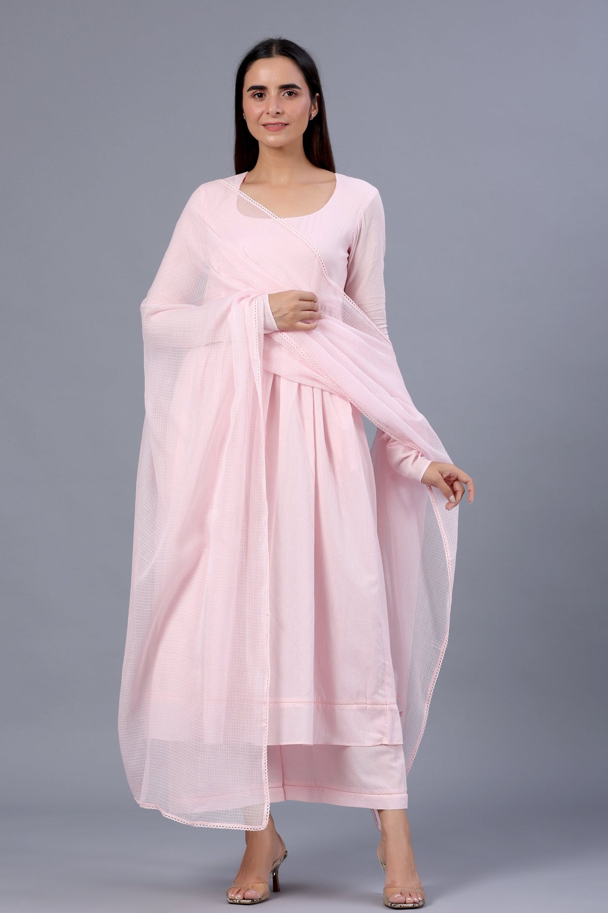 Kritika Kamra in Baby Pink Mulmul Suit Set - ILMA