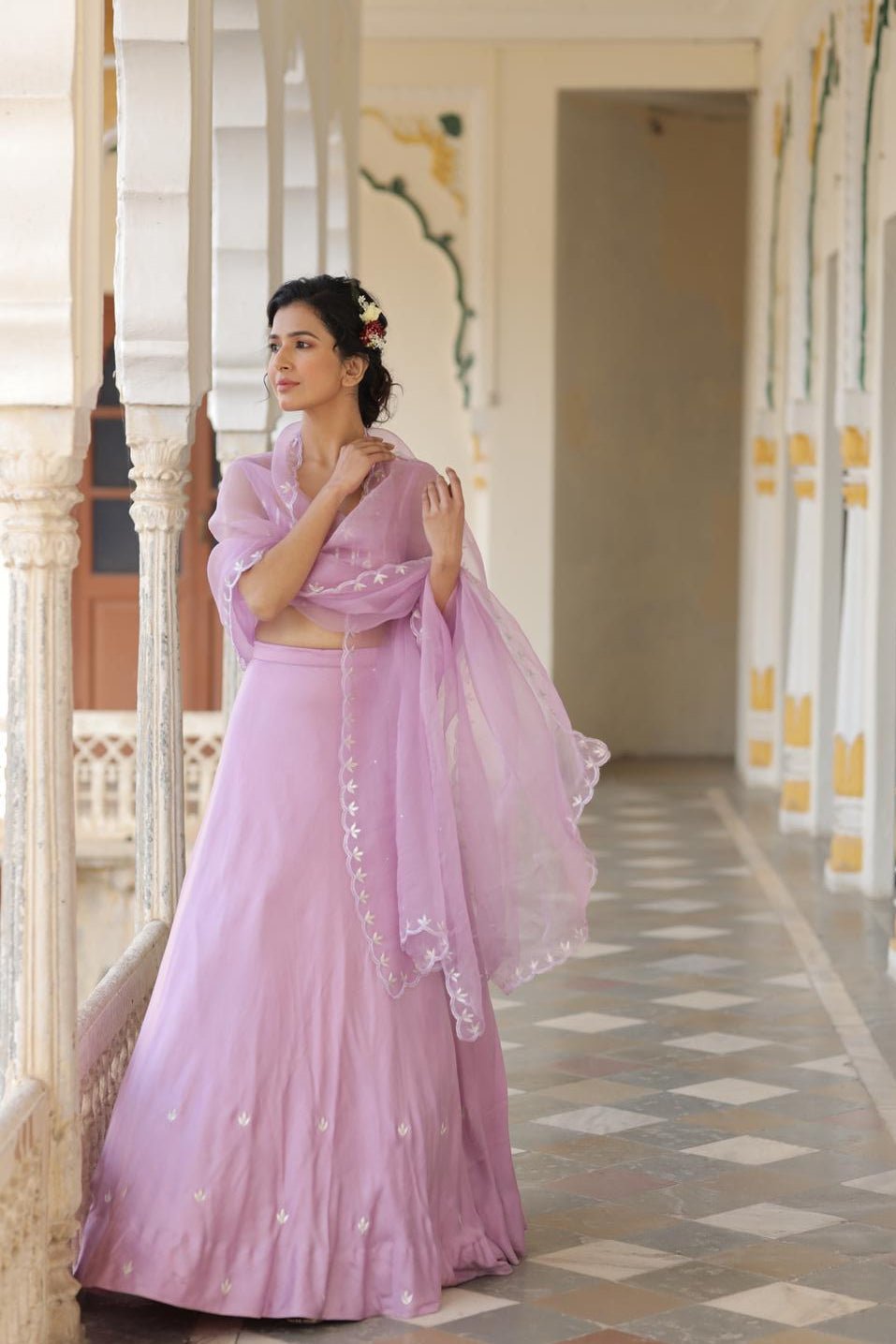 Leaf Motif Lehanga Set with Dupatta - ILMA