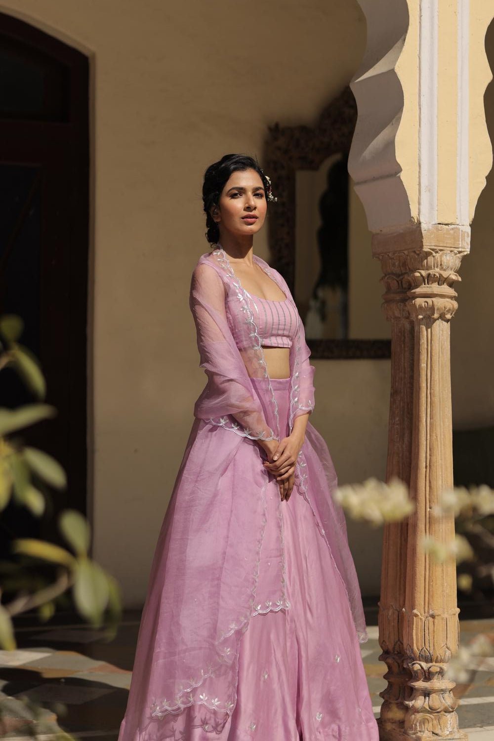 Leaf Motif Lehanga Set with Dupatta - ILMA
