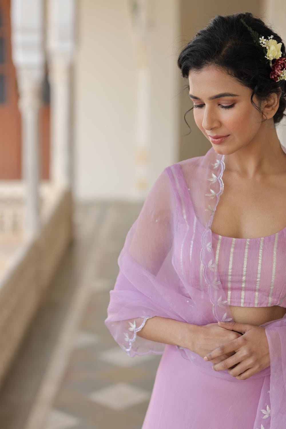 Leaf Motif Lehanga Set with Dupatta - ILMA