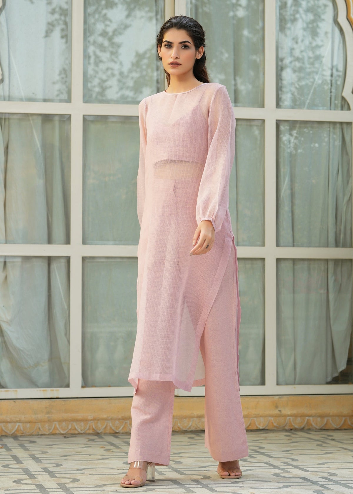 Linen 3 Piece Co-ord Set with Doriya Long Top - ILMA