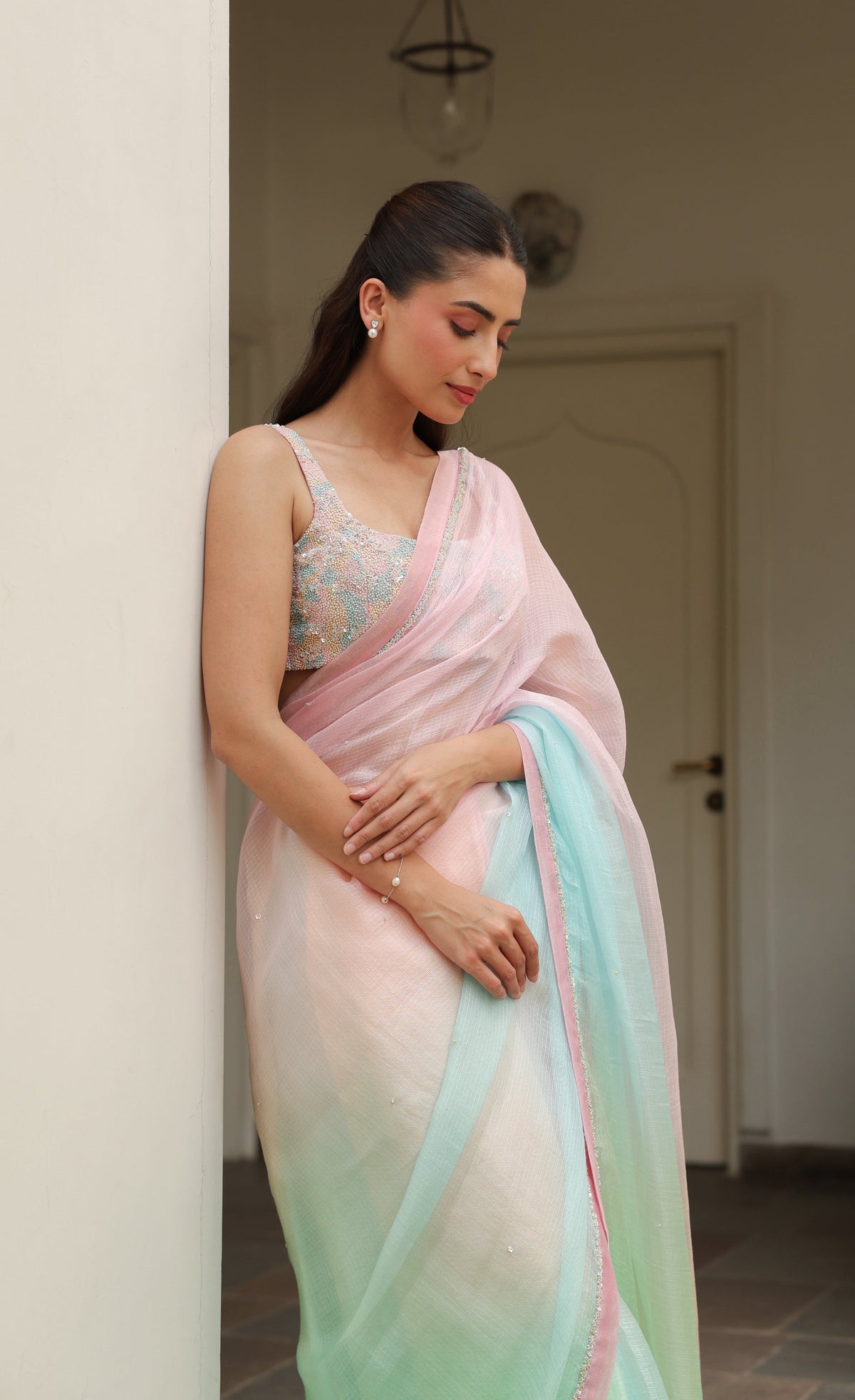 RANGINI Saree with Hand Embellished Blouse - ILMA