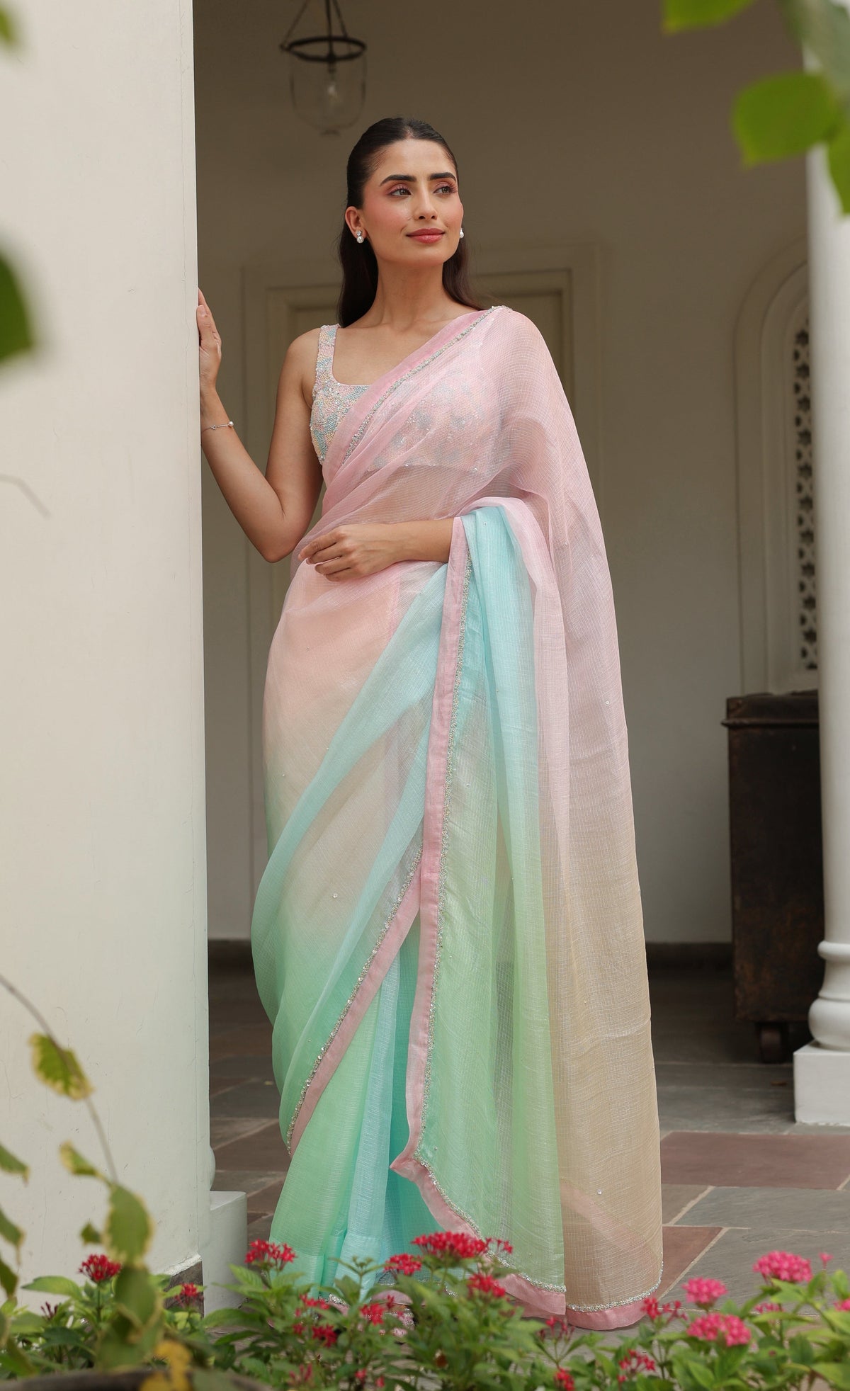 RANGINI Saree with Hand Embellished Blouse - ILMA