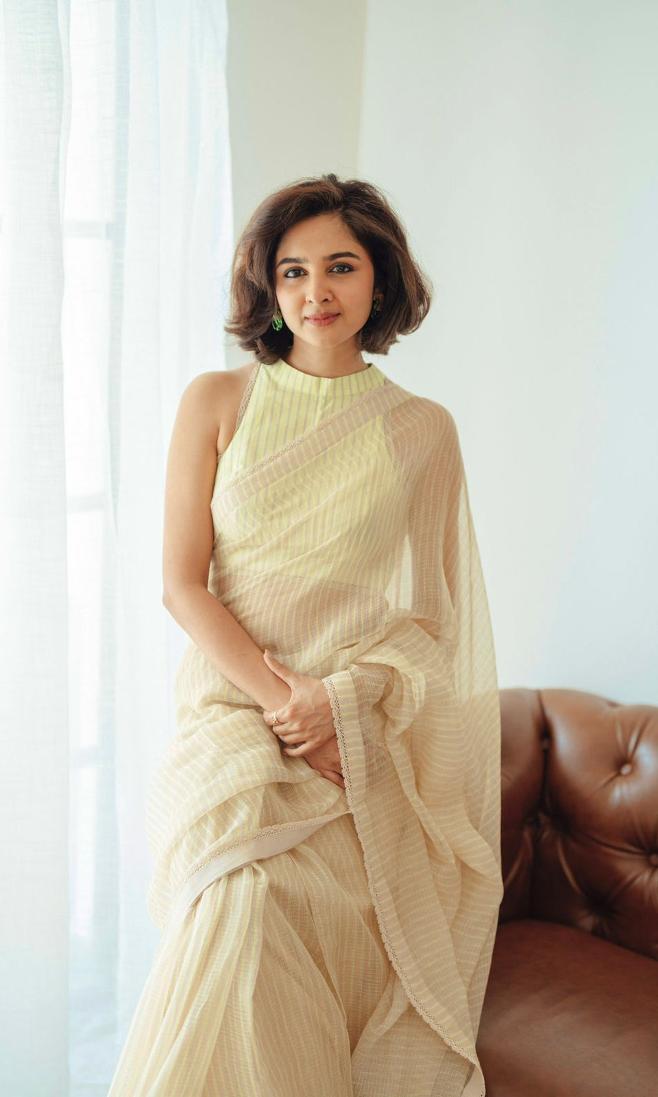 Reshma Sebastian in Meadow Striped Saree - ILMA