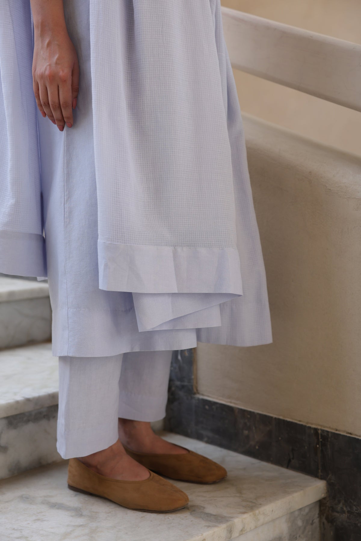 Rumi Linen Box Pleated Suit with Dupatta - ILMA