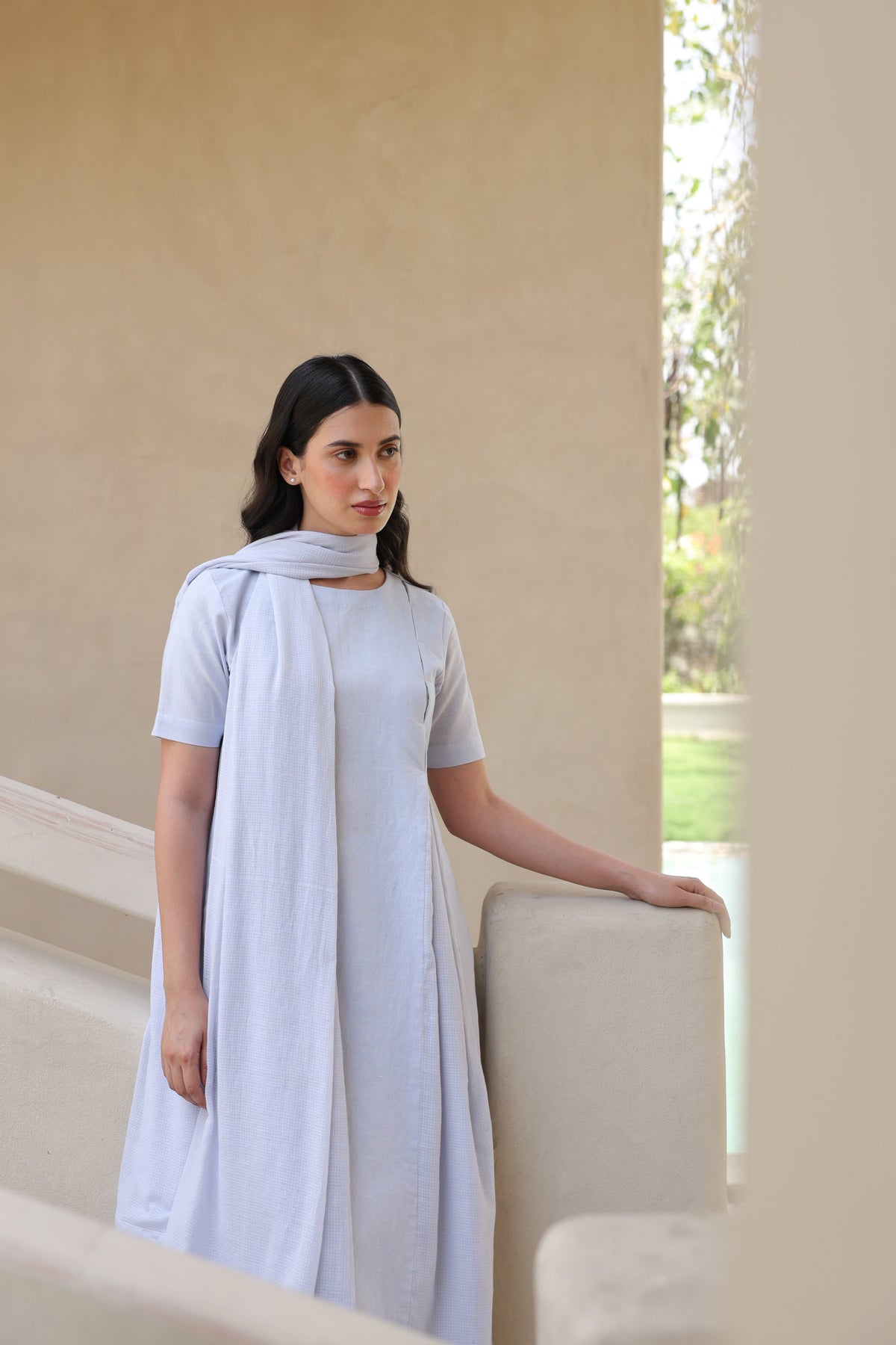 Rumi Linen Box Pleated Suit with Dupatta - ILMA