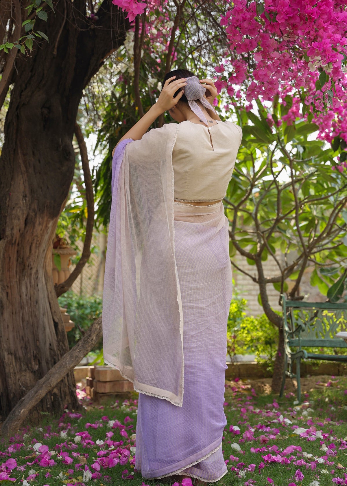 Shraddha Gurung in MARGUERITE Half Ombre & Half Sriped Saree - ILMA