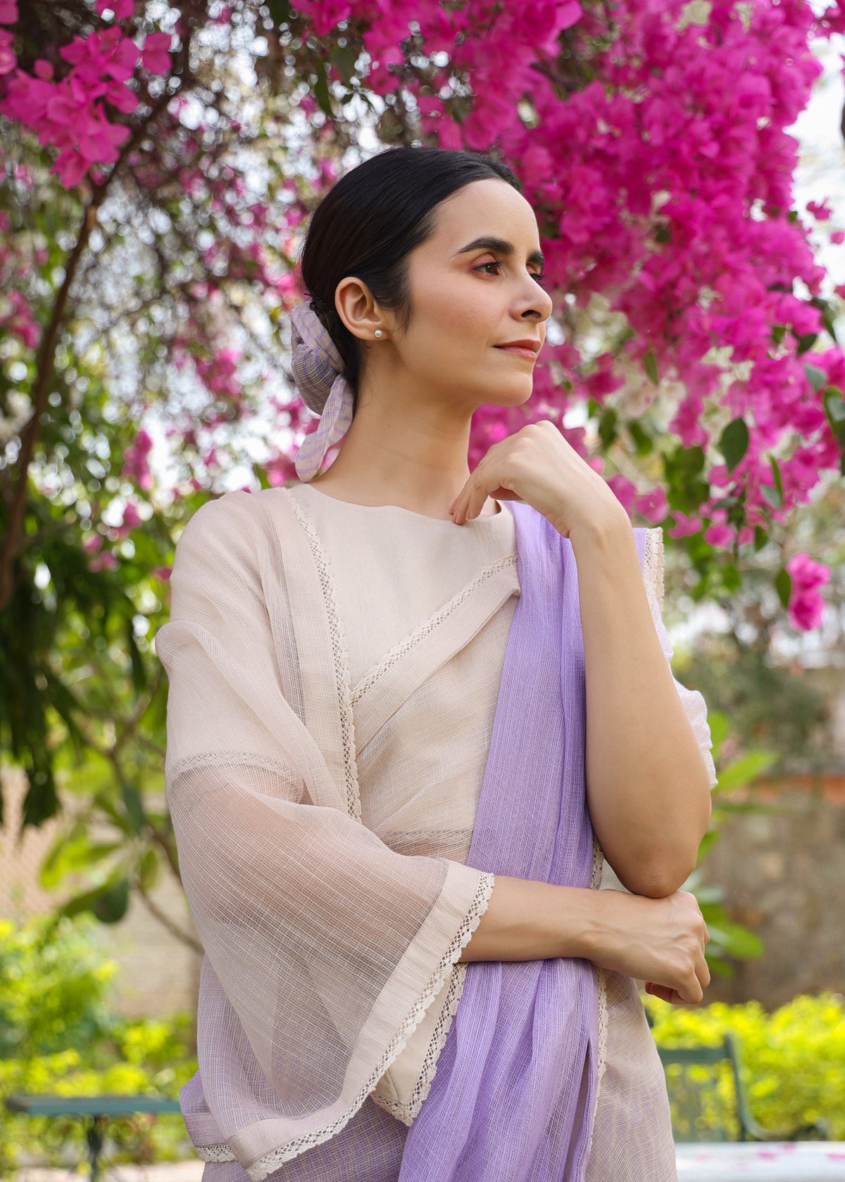Shraddha Gurung in MARGUERITE Half Ombre & Half Sriped Saree - ILMA