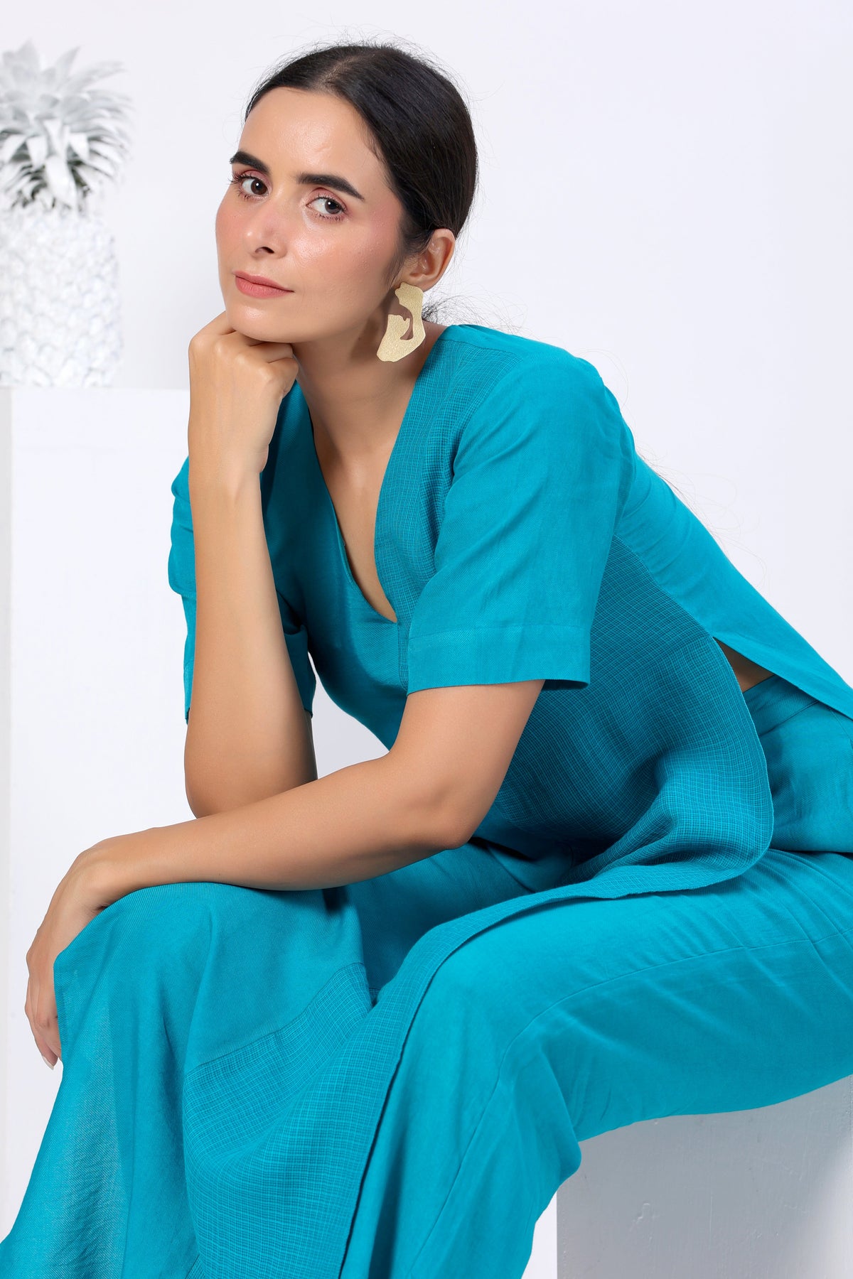 Side Slit Long Kurta Set - ILMA