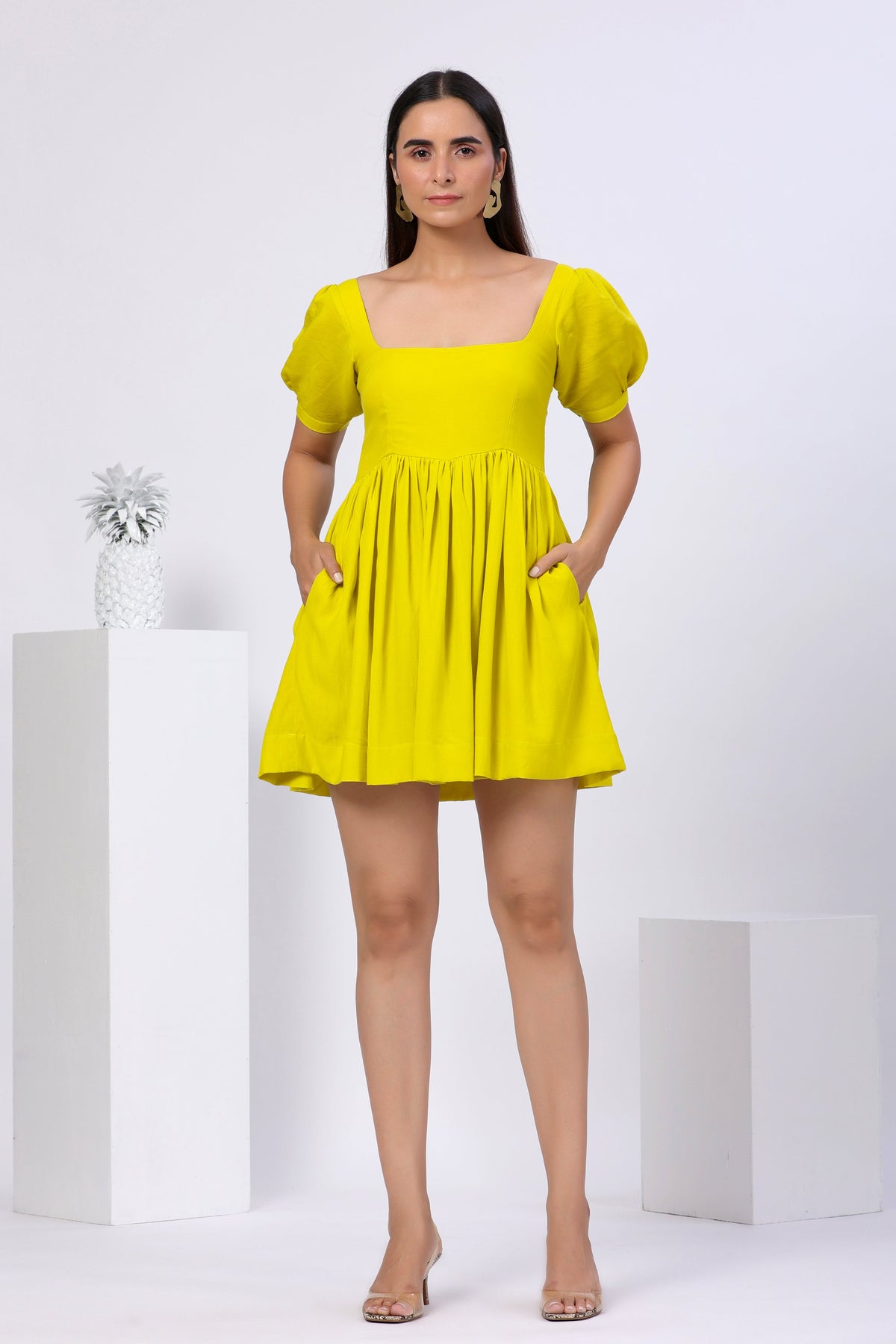 Sunnyysideup in Square Neckline Jumper Dress - ILMA