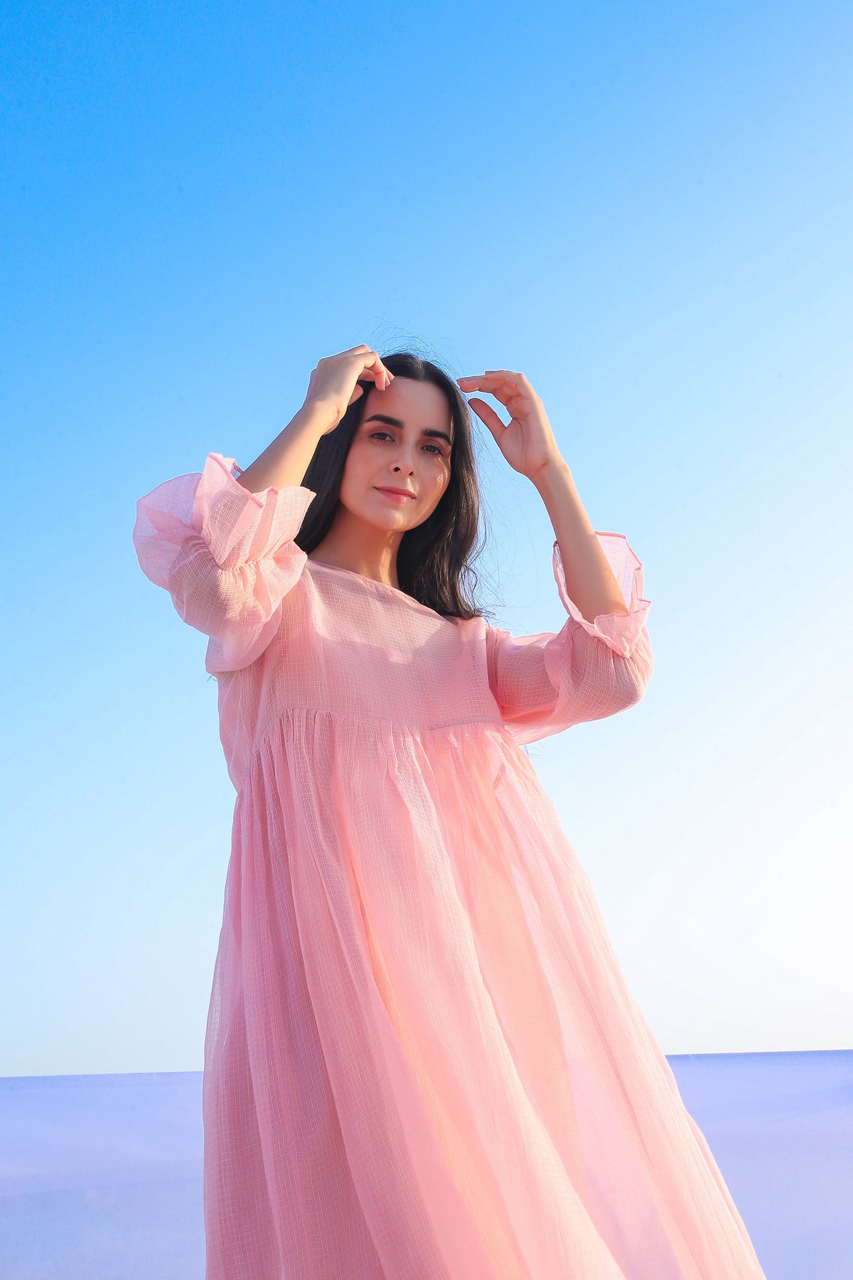 Urmi Daga in Doria Dress with Poet Sleeves - ILMA