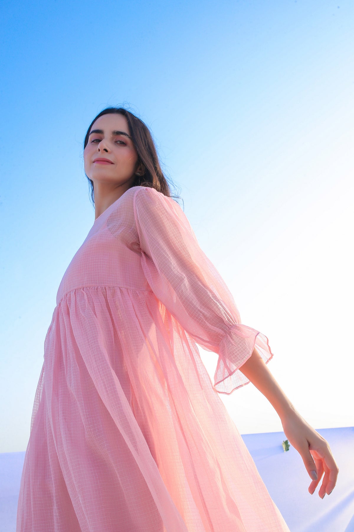 Urmi Daga in Doria Dress with Poet Sleeves - ILMA