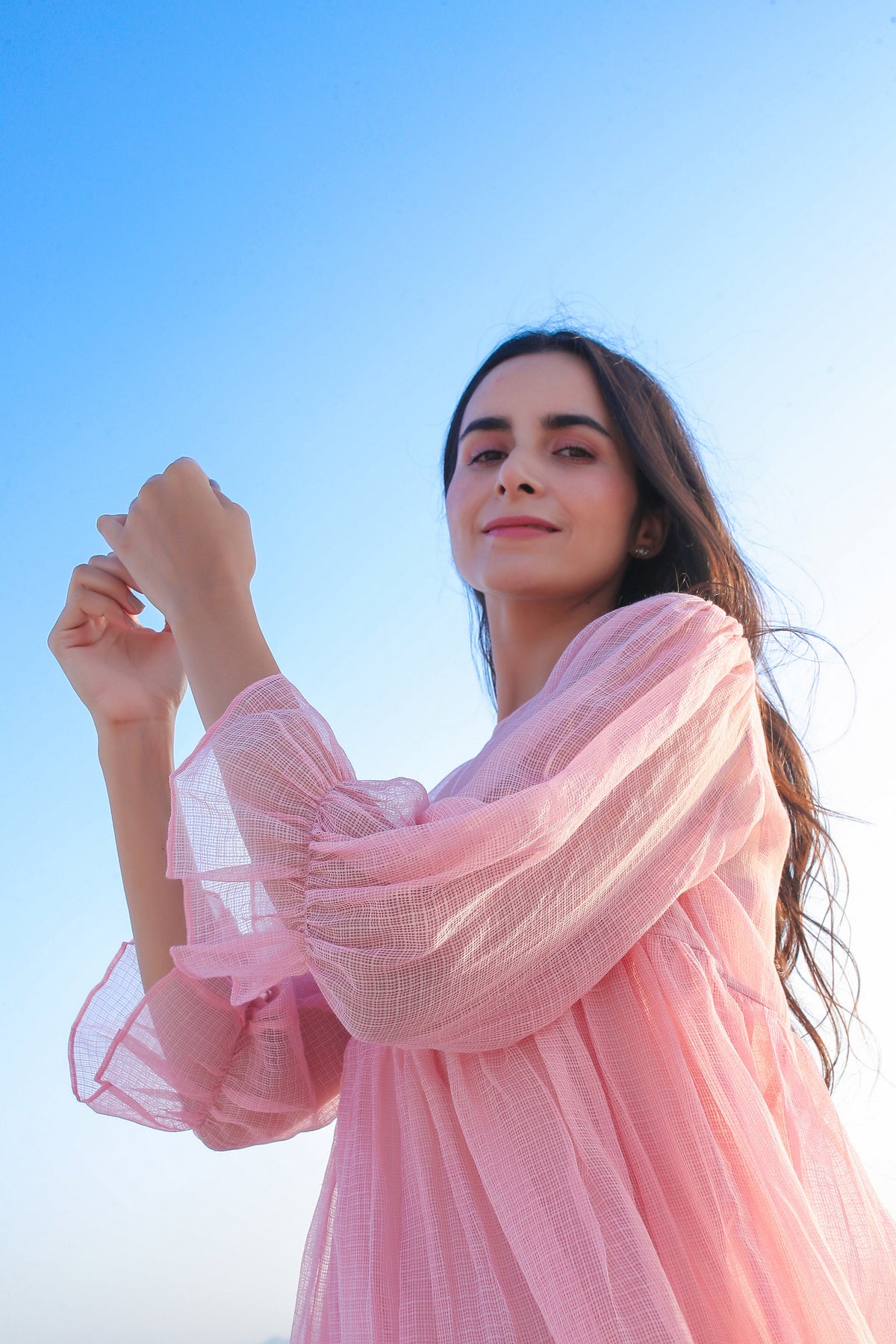 Urmi Daga in Doria Dress with Poet Sleeves - ILMA