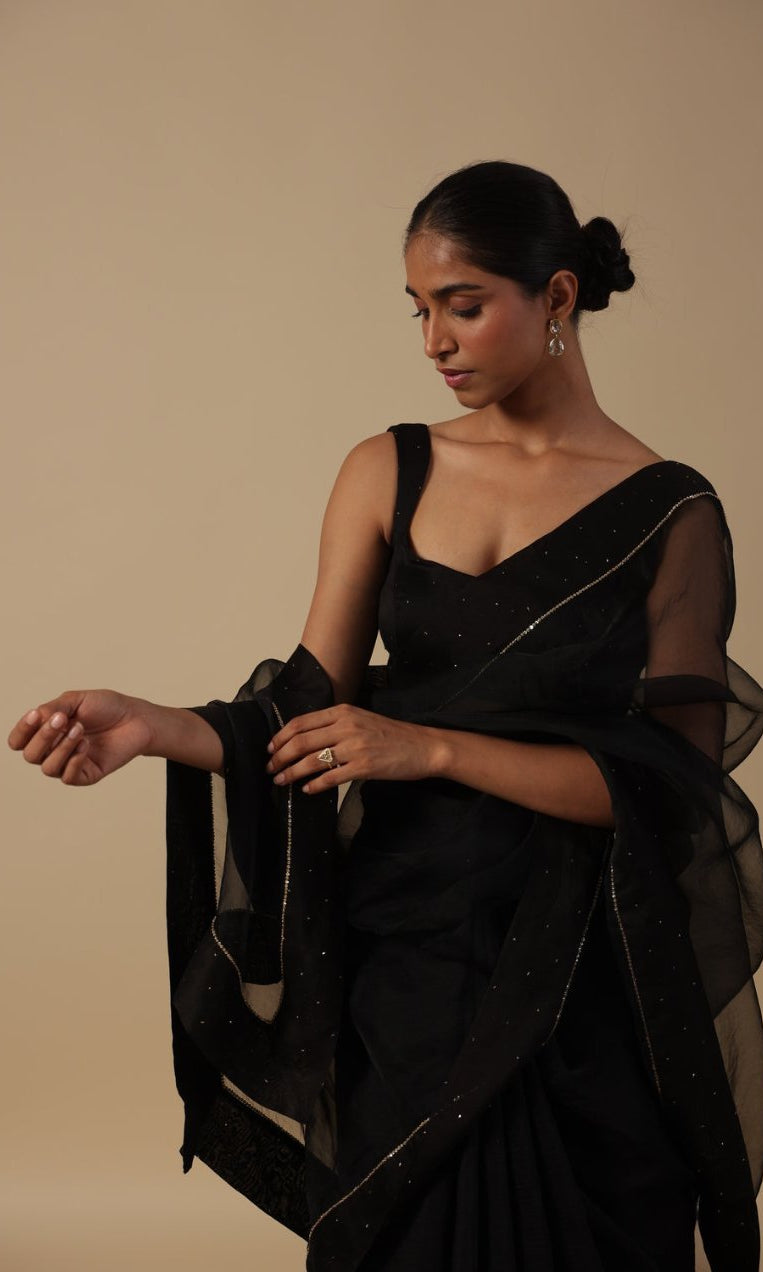 Yuvna Saree with Chanderi Mukaish Blouse - ILMA
