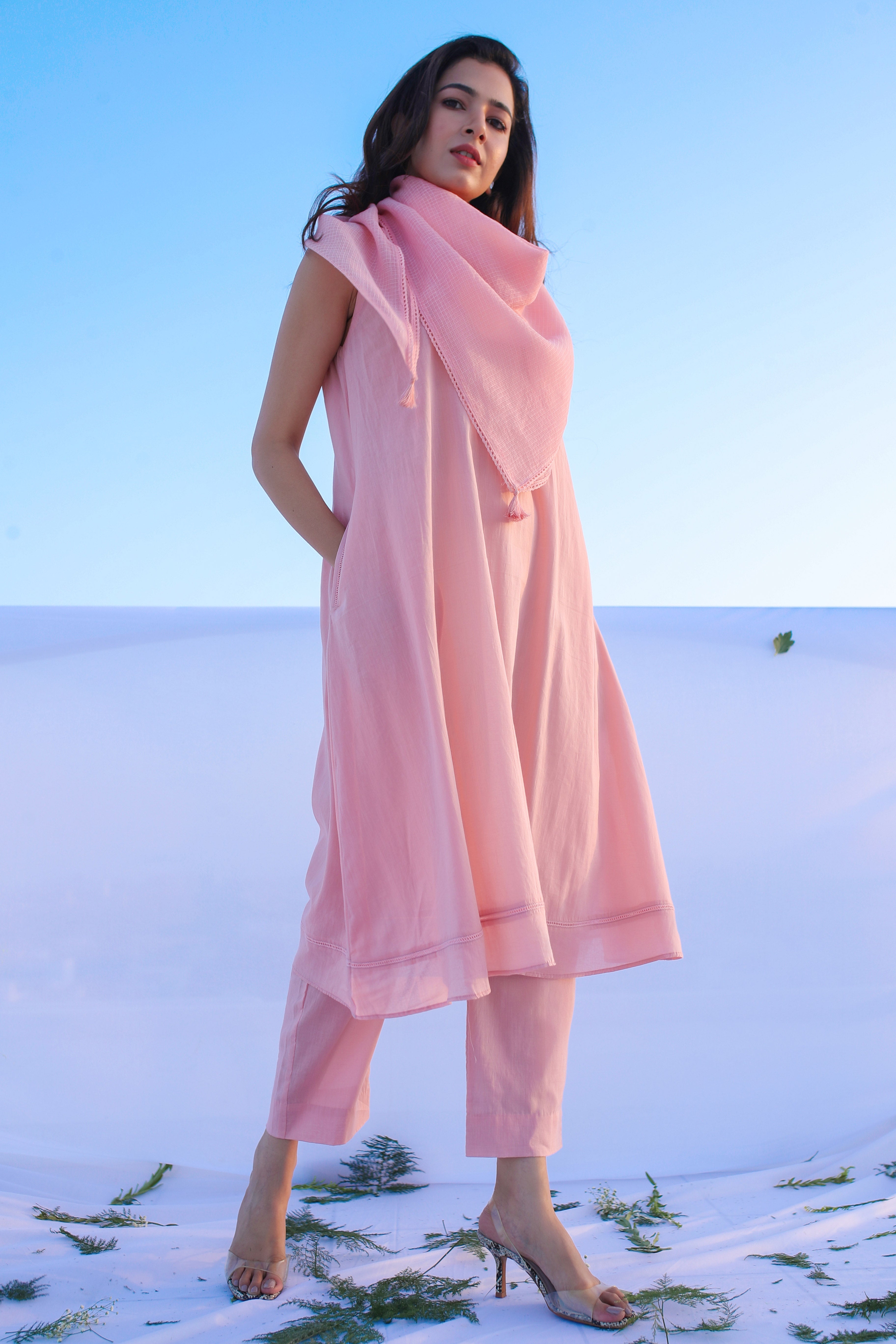 A Line Suit Set with Scarf - ILMA