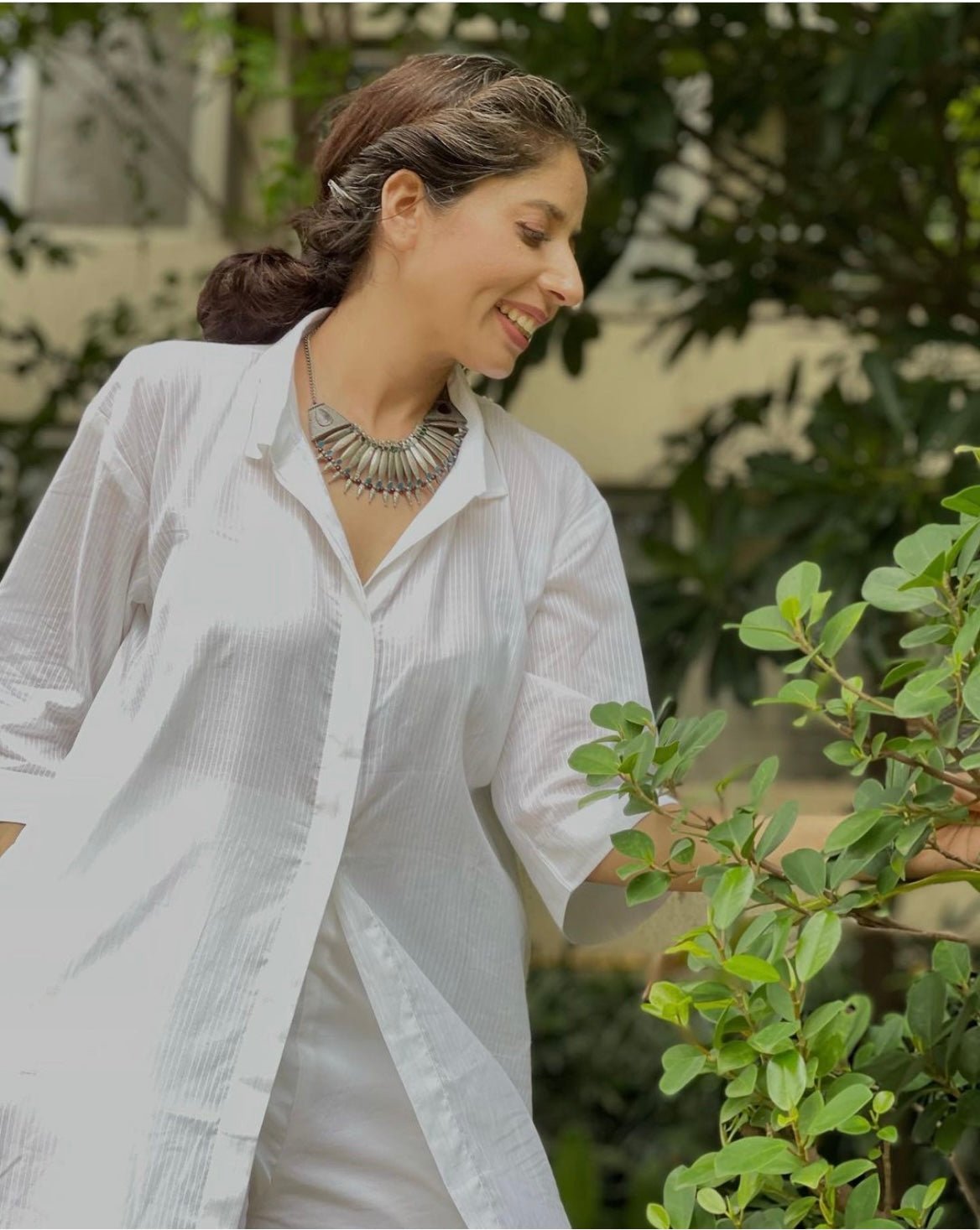 Aiana Jain in White Long Shirt Set - ILMA