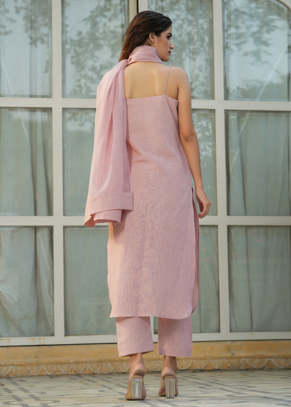 Arushi Chawla in Linen Spaghetti Suit Set - ILMA