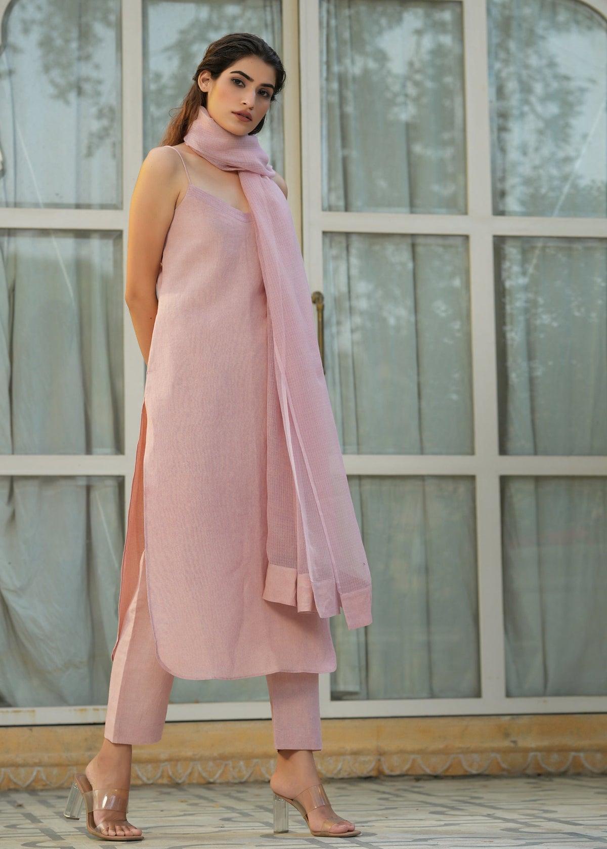 Arushi Chawla in Linen Spaghetti Suit Set - ILMA