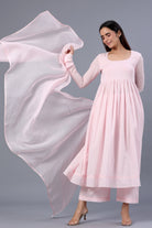 Baby Pink Full Sleeves Suit Set with Doria Dupatta - ILMA