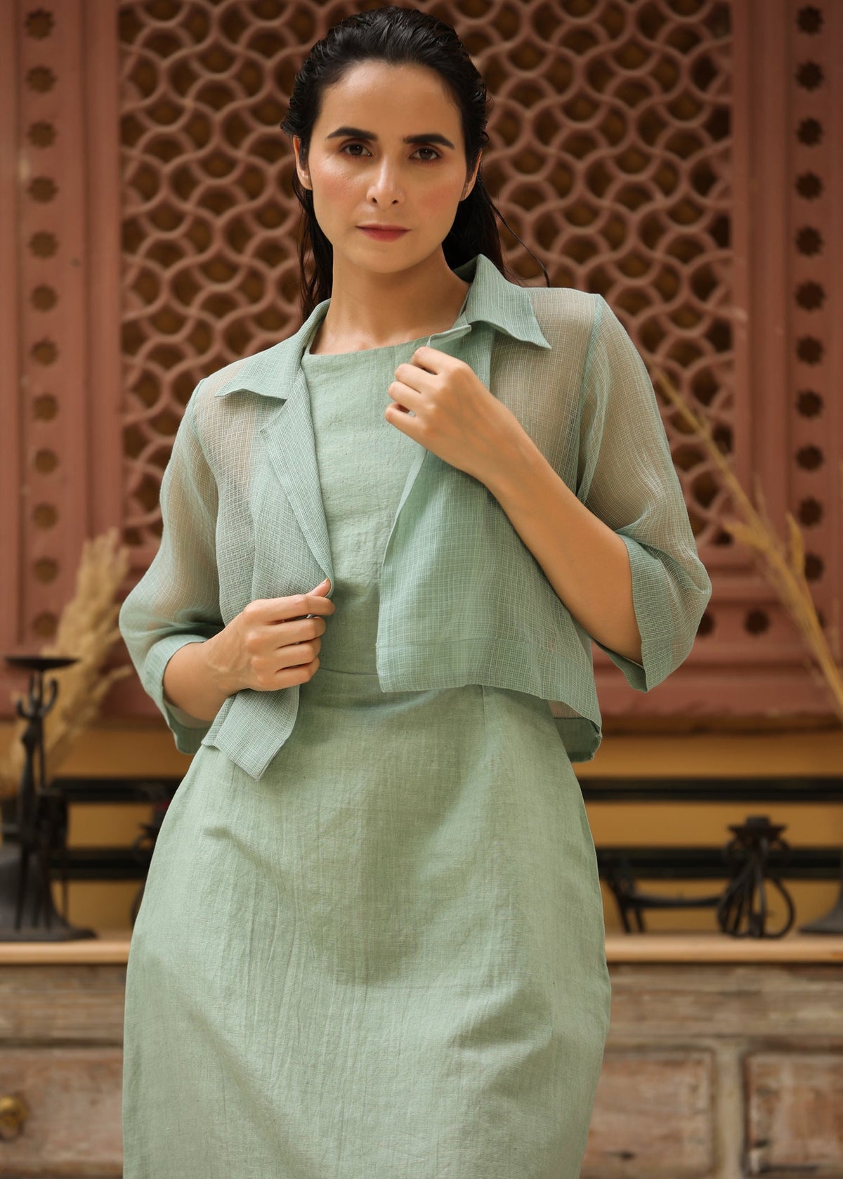 Bare Back Dress with Doriya Shirt - ILMA