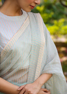 COSMOS Half & Half Striped Saree with Blouse - ILMA