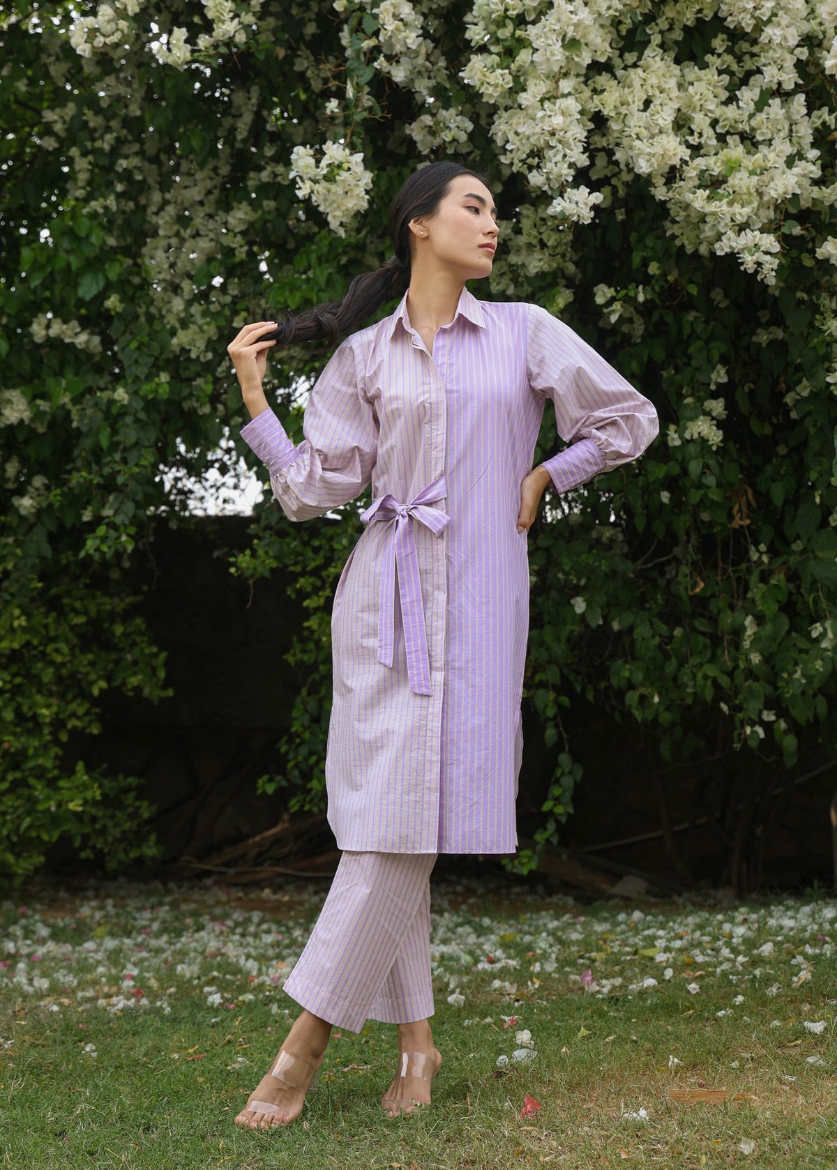 DAFFODIL Striped Co-ord Set with Side Tie-ups - ILMA