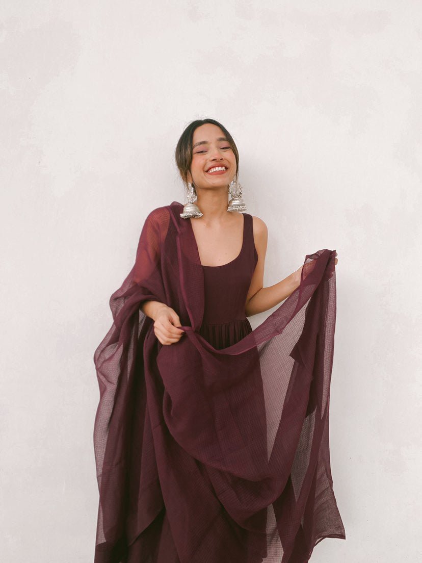 Diksha Rawat in Sleeveless Suit Set with Doriya Dupatta - ILMA