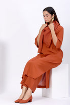 Half Sleeves Loose Kurta Set with Stole - ILMA
