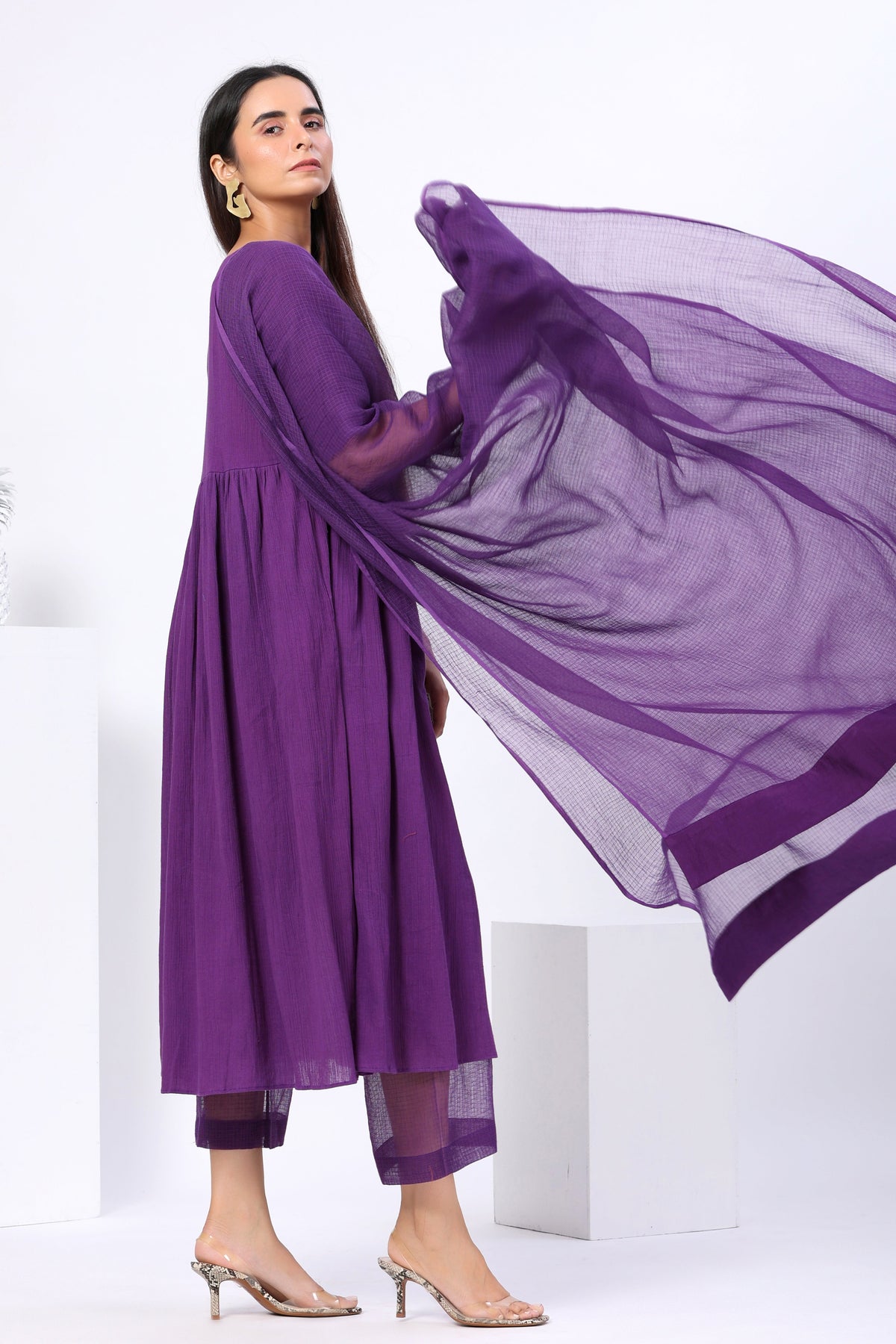 Half Sleeves Suit Set with Doriya Dupatta - ILMA