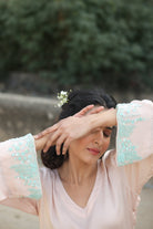 Hazelnut Suit Set with Hand Embellished Sleeves - ILMA