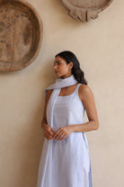 Jane Linen Sleeveless Suit with Dupatta - ILMA