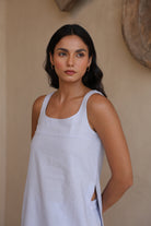 Jane Linen Sleeveless Suit with Dupatta - ILMA