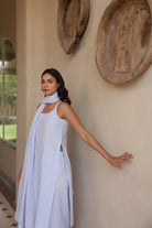 Jane Linen Sleeveless Suit with Dupatta - ILMA