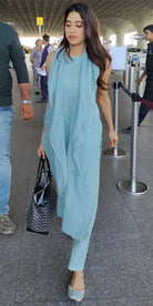 Janhvi Kapoor in Doriya Straight Kurta Set with Scarf - ILMA