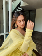 Kashish Dadhwal in Sunshine Yellow Full Sleeves Suit Set - ILMA