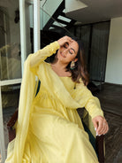 Kashish Dadhwal in Sunshine Yellow Full Sleeves Suit Set - ILMA