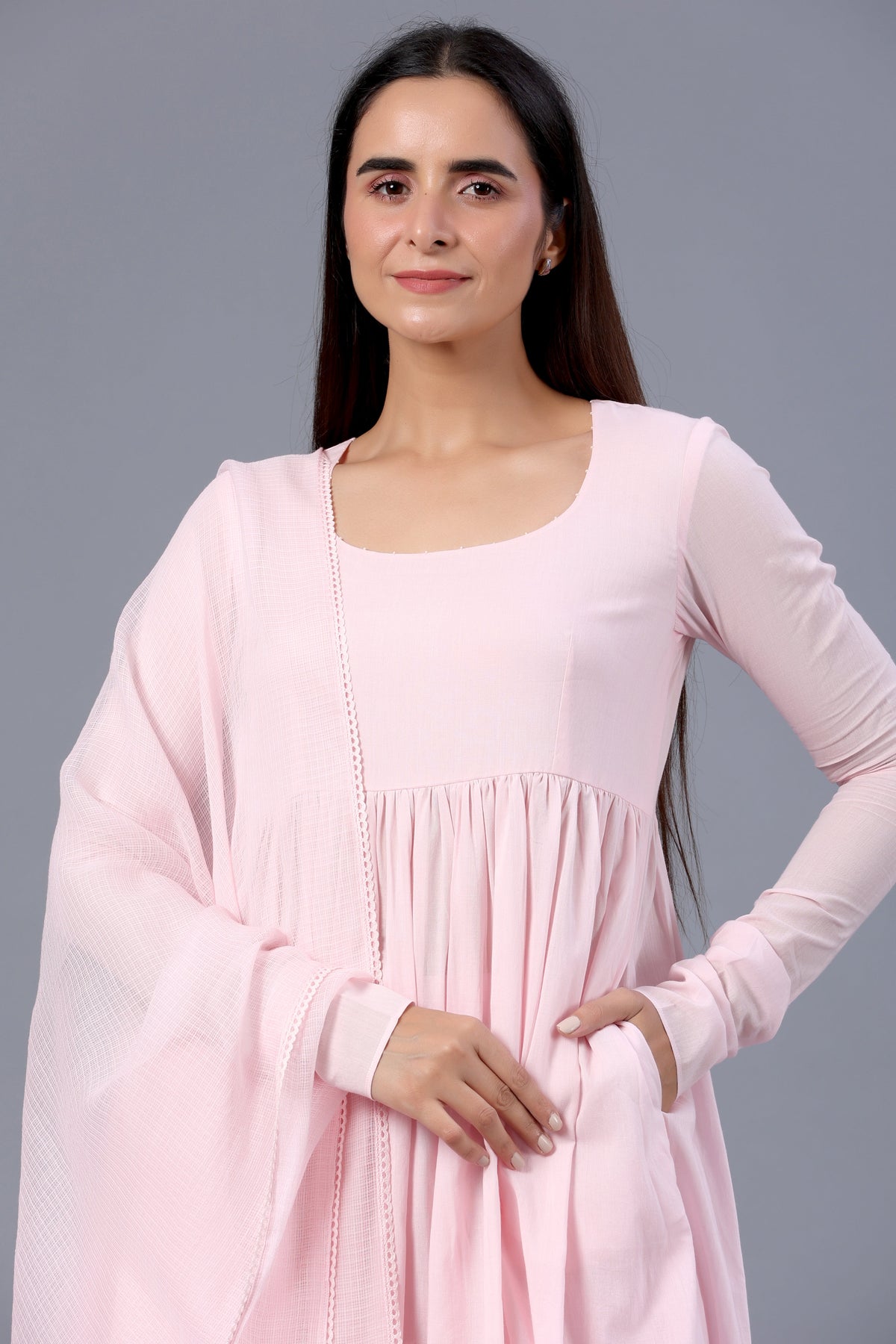 Kritika Kamra in Baby Pink Mulmul Suit Set - ILMA