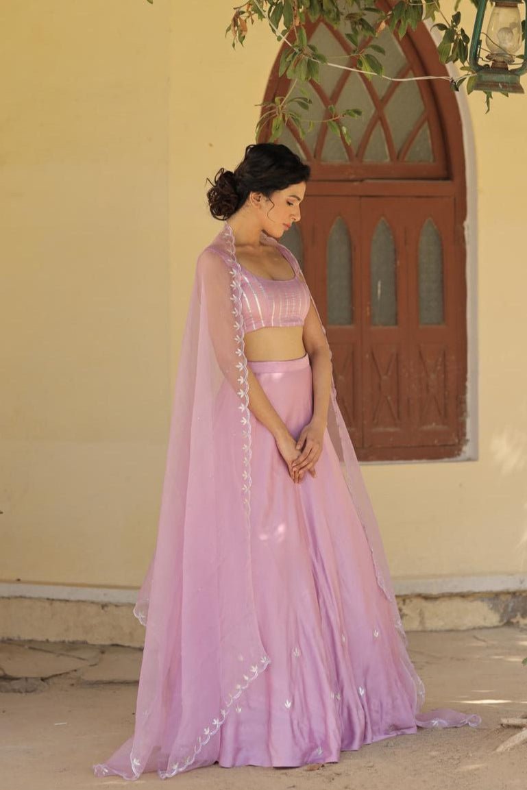 Leaf Motif Lehanga Set with Dupatta - ILMA