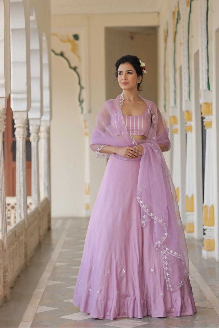 Leaf Motif Lehanga Set with Dupatta - ILMA
