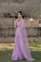 Leaf Motif Saree with Scalloped Border - ILMA