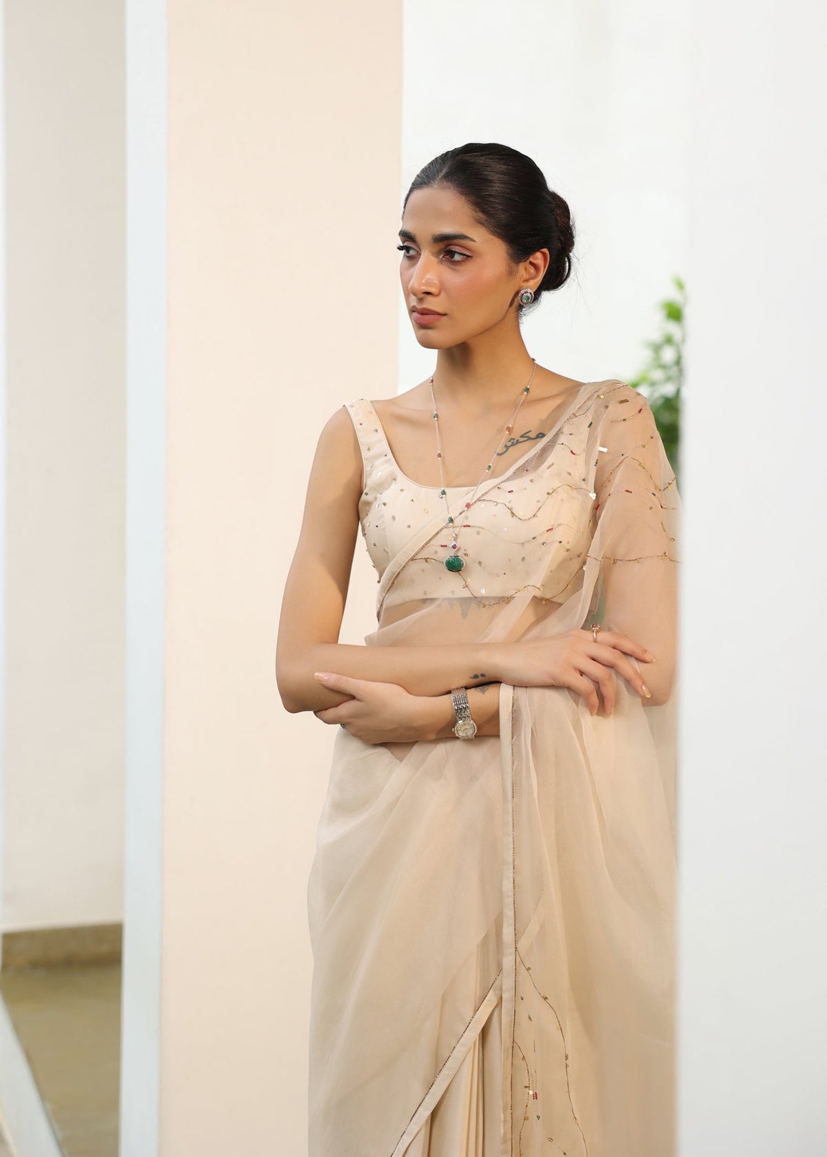 Lekha Saree with with Hand Embellished Blouse - ILMA