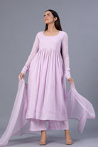 Lilac Full Sleeves Suit Set with Doria Dupatta - ILMA