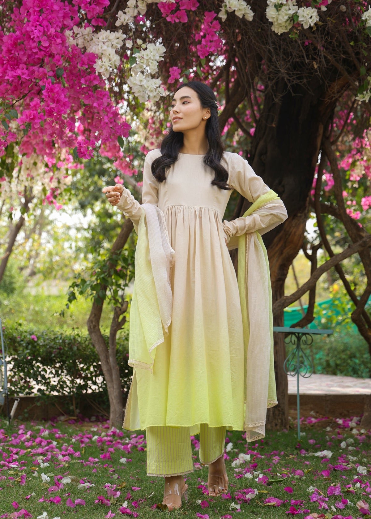 LILY Ombre Chudidar Sleeves Suit Set - ILMA