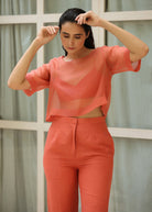 Linen 3 Piece Co-ord Set with Doriya Crop Top - ILMA