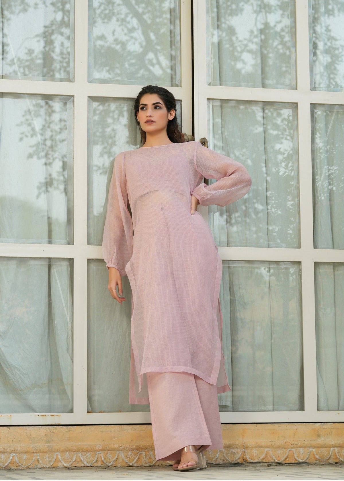 Linen 3 Piece Co-ord Set with Doriya Long Top - ILMA