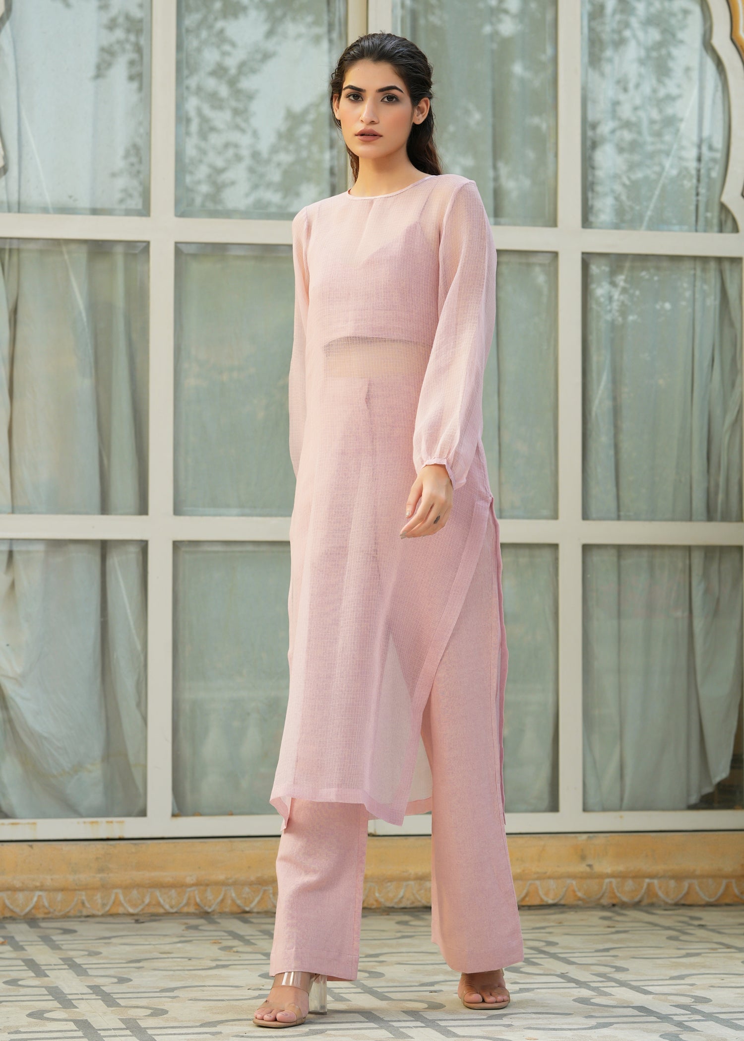Linen 3 Piece Co-ord Set with Doriya Long Top - ILMA